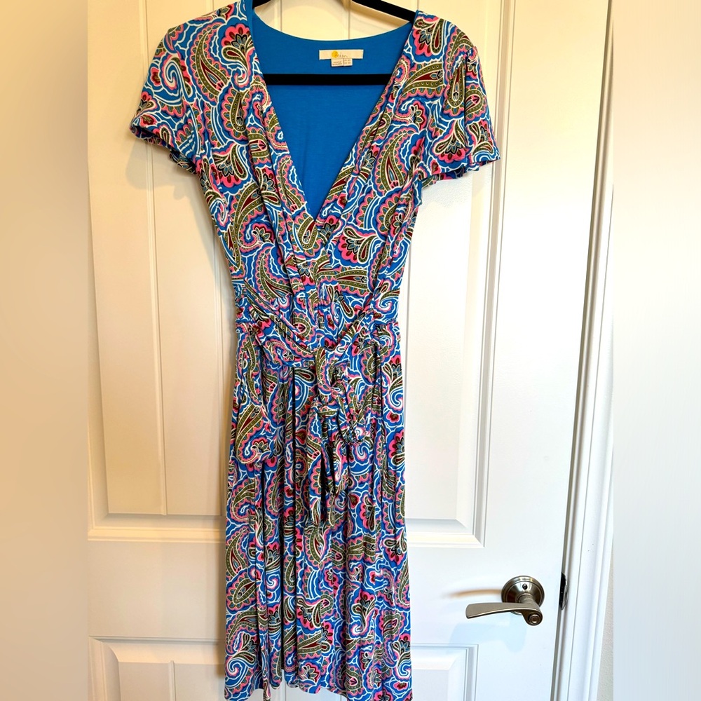 Boden paisley dress with tie front